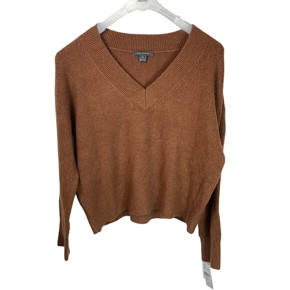 French Connection Soft Brown Boxy Oversized V-Neck Sweater Size XS NWT - Picture 1 of 7